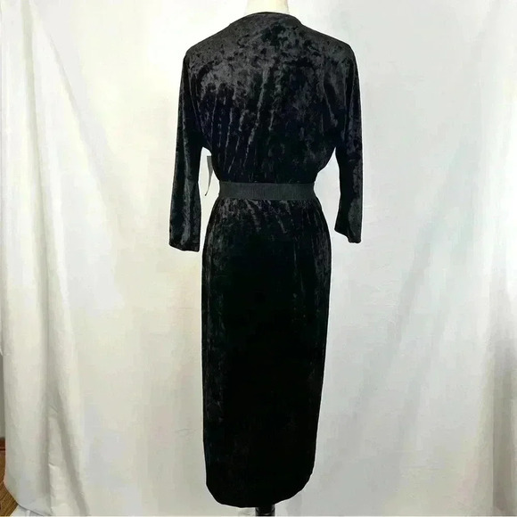 NWT New York & Company Eva Mendes Black Velvet Faux Wrap Dress Size XS/Small New - Picture 10 of 14